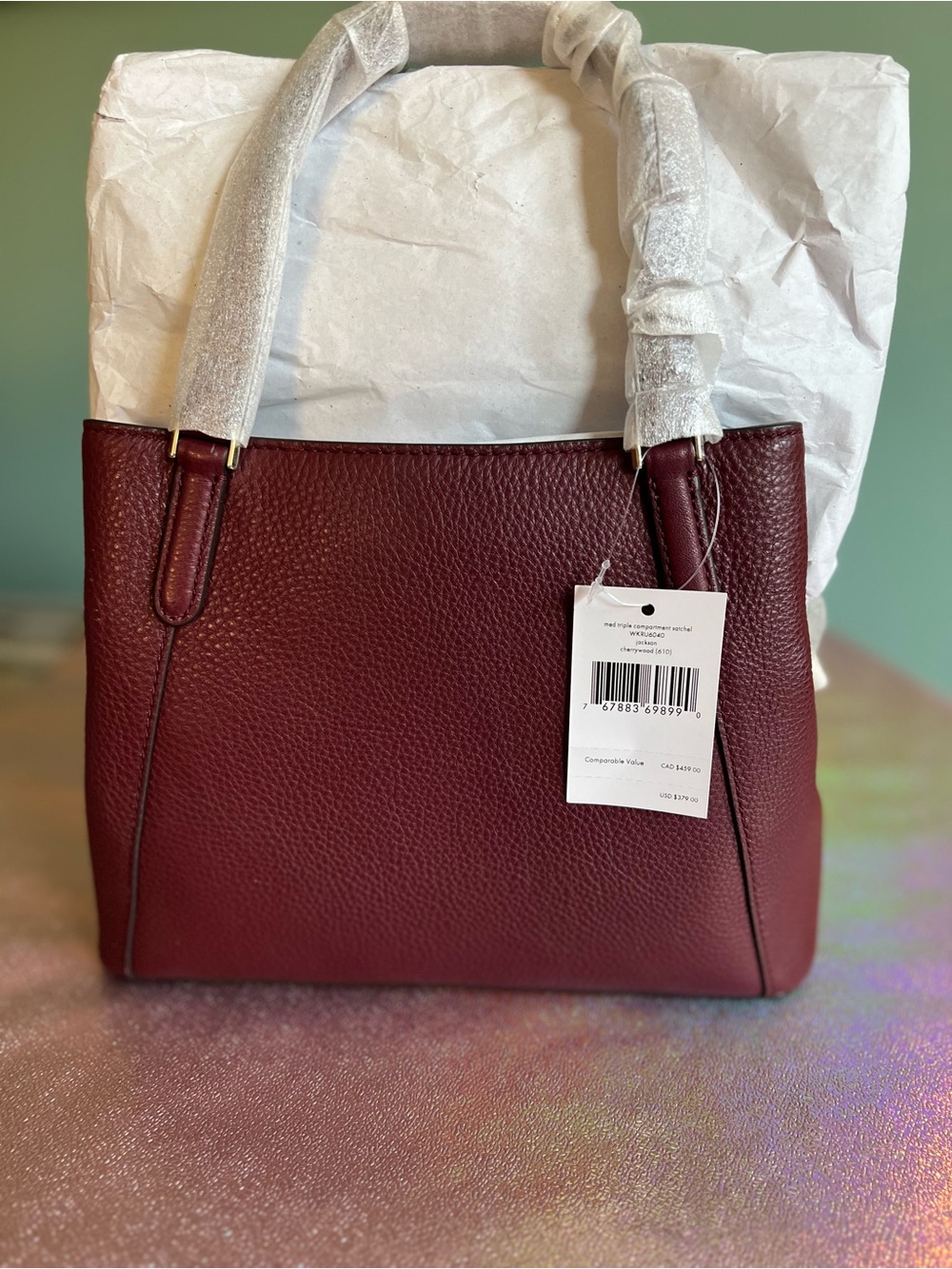 Kate Spade New York Jackson Cherrywood Pebbled Leather Satchel - Picture 2 of 7